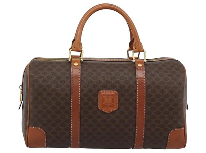 Céline Celine Vintage Macadam Boston em lona e couro Marrom
