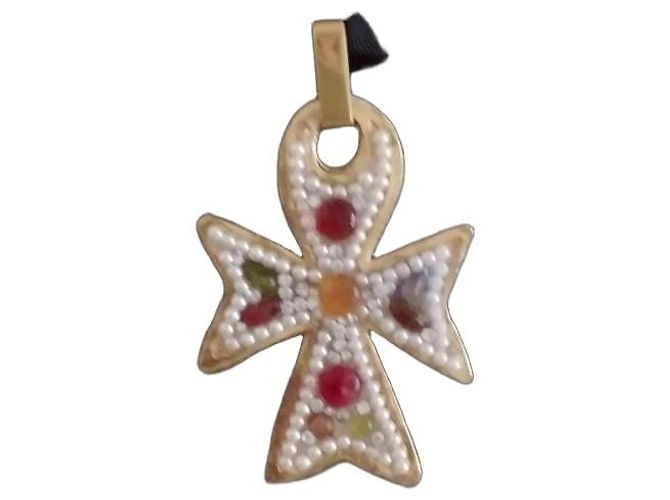 Autre Marque Collana Croce Jacky de G Paris placcata oro e perle D'oro