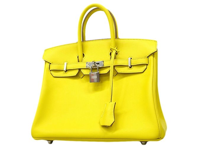 Hermès Sac à main Hermes Birkin 25 en cuir Swift Lime Doré