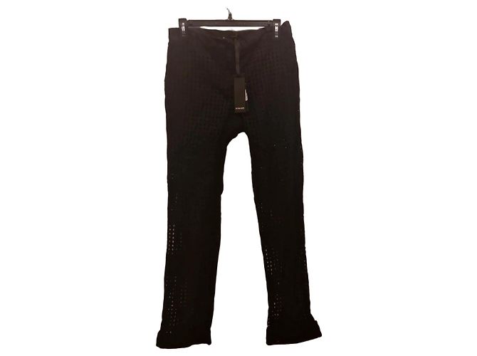 Pinko Pantalón de algodón negro calado