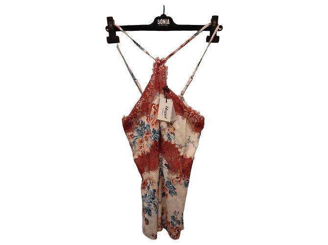Autre Marque Regata Velmar de seda estampa floral e renda Branco Vermelho Multicor