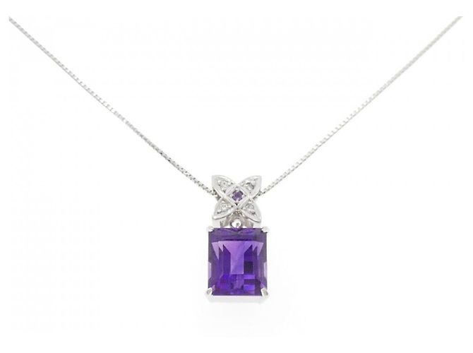 Autre Marque Amethyst-Diamant-Halskette Au750 Lila