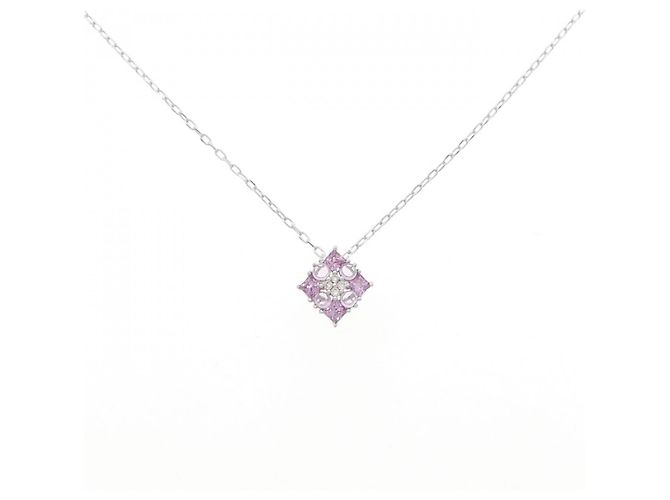 Autre Marque Au750 Saphir-Diamant-Halskette Silber