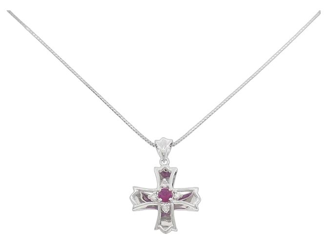 Autre Marque Collana con rubino e diamanti Au750 Argento