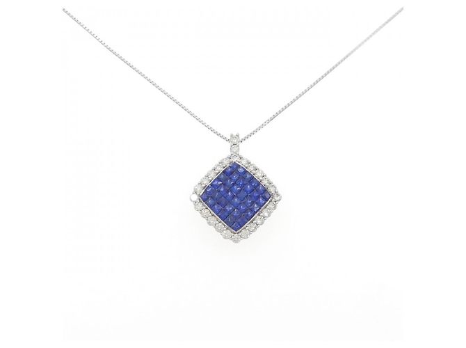 Autre Marque Collana in zaffiro e diamanti Au750 Argento