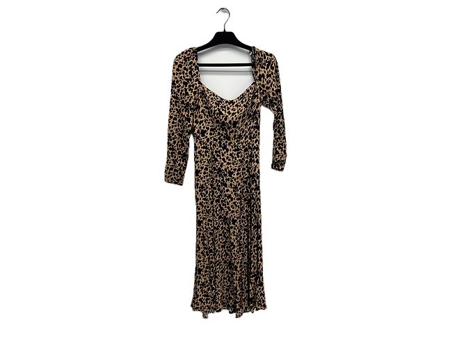 Reformation Gemustertes Kleid aus Viskose Braun