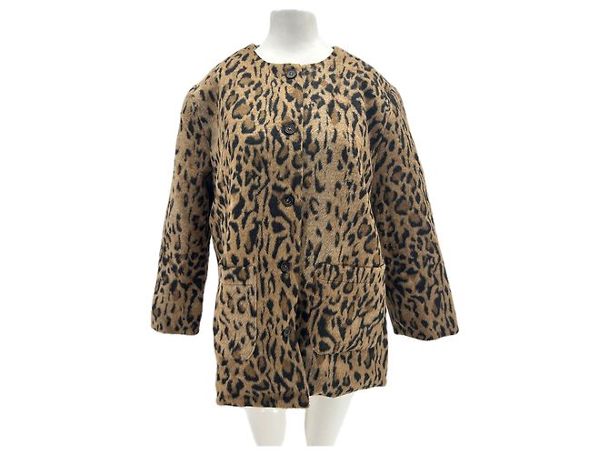 Autre Marque LOVEMY SANTA Leopardenmuster Jacke Braun