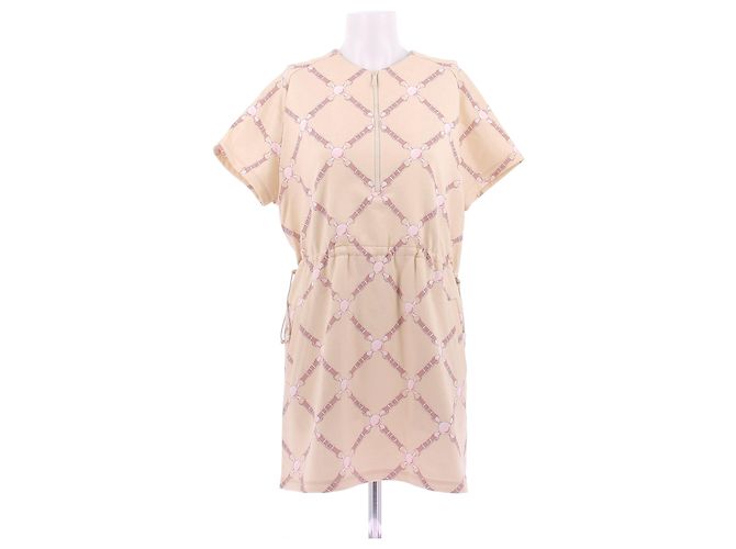 Hermès Minivestido beige con estampado 