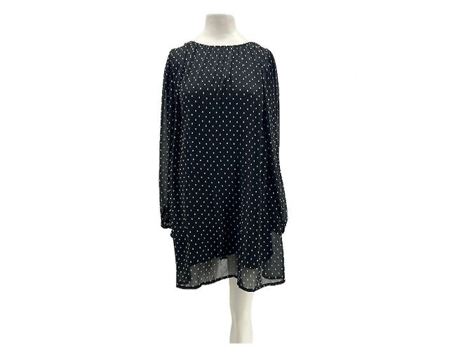 Maje Kurzes schwarzes Kleid mit Polka Dots