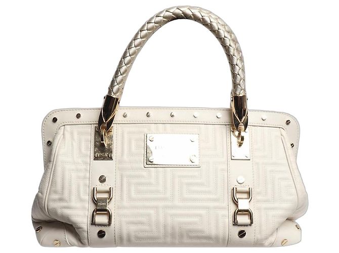 Versace Bolsa de ombro acolchoada branca Branco