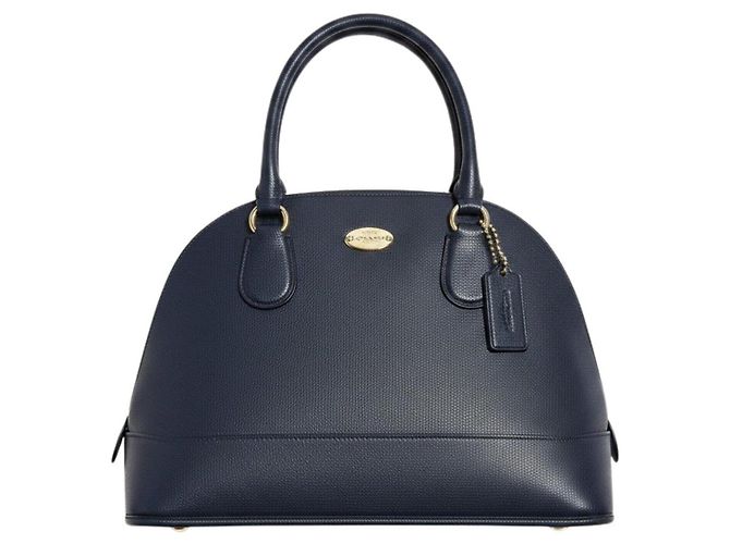 Coach Navy Pebbled Leather Dome Satchel Nero