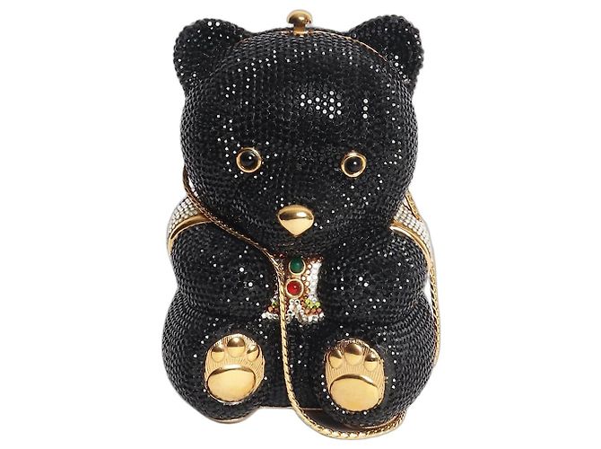 Judith Leiber Clutch a forma di orso decorata con cristalli neri Nero