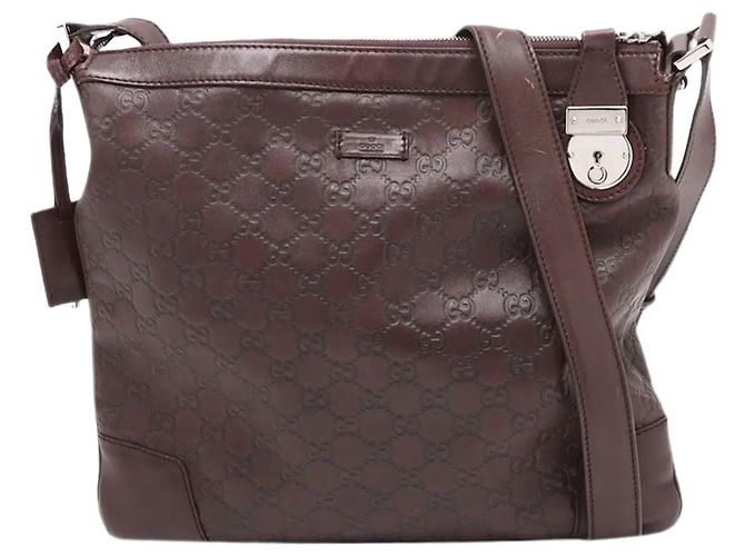 Bolsa transversal de couro Guccissima marrom escuro