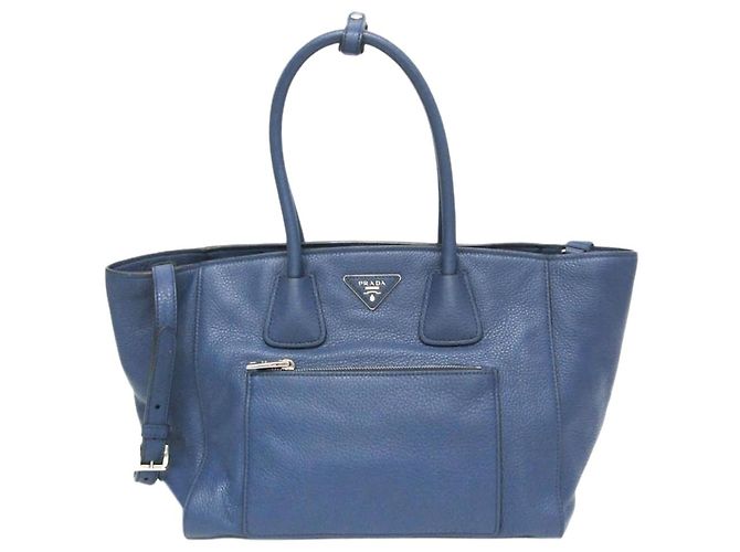 Prada Bolsa 2way em couro Vitello Phenix azul