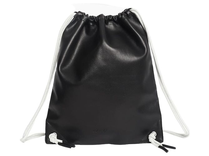 Rick Owens Black leather drawstring backpack