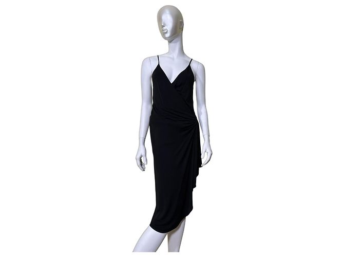 Gucci Midi-Kleid aus schwarzer Viskose mit Drapierung