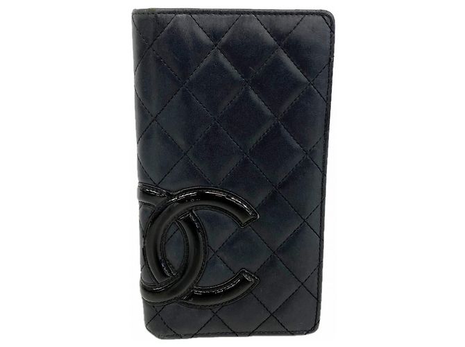 Chanel Cambon Langgeldbörse aus Lammleder in Schwarz