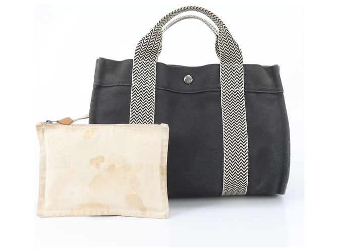 Hermès Sac à main Hermes Cannes PM avec pochette Noir Blanc