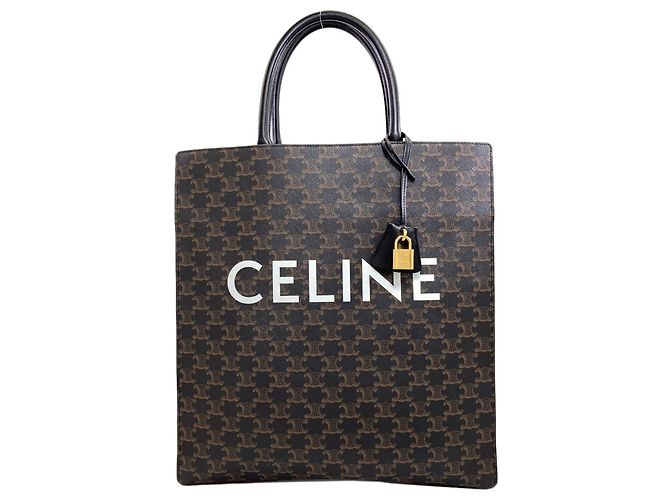 Céline Celine Vertical Cabas Triomphe Tote Bag Tasche Braun Schwarz