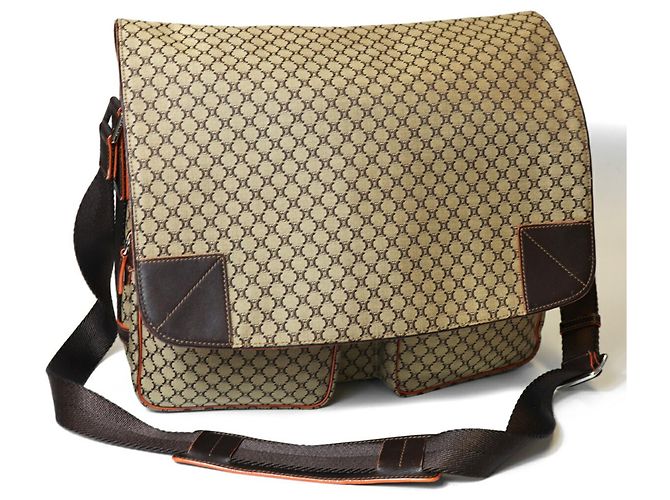 Céline Borsa a tracolla CELINE in tela Macadam Marrone