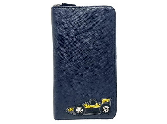 Prada Racing Car Patch Organizer Wallet Navy blue