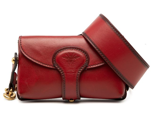 Mini bolsa Saddle D Bee em couro vermelho Dior Bordeaux