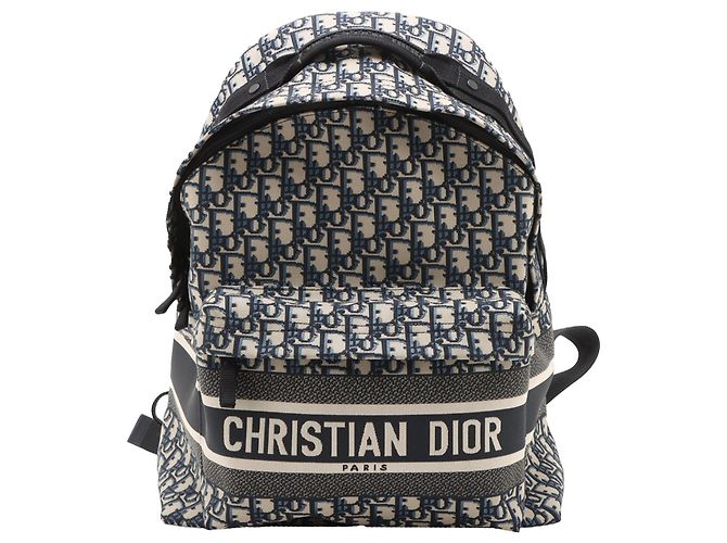 Dior Blue Oblique Canvas Backpack