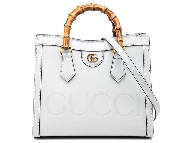Bolsa Satchel Gucci Diana em couro de bezerro branco e bambu, tamanho Medium
