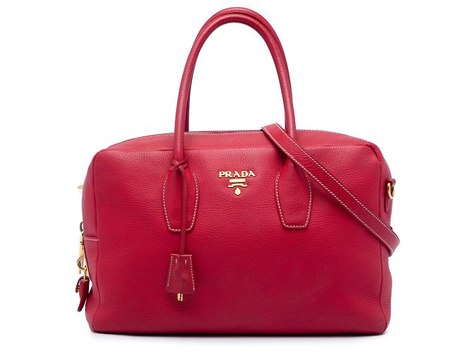 Bolsa Bauletto Prada em Vitello Daino vermelho