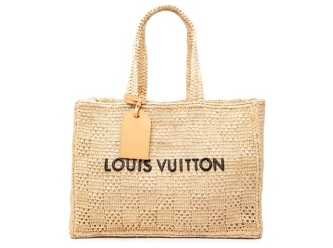 Louis Vuitton Beige Damier Raffia Summer Shopper Tote MM