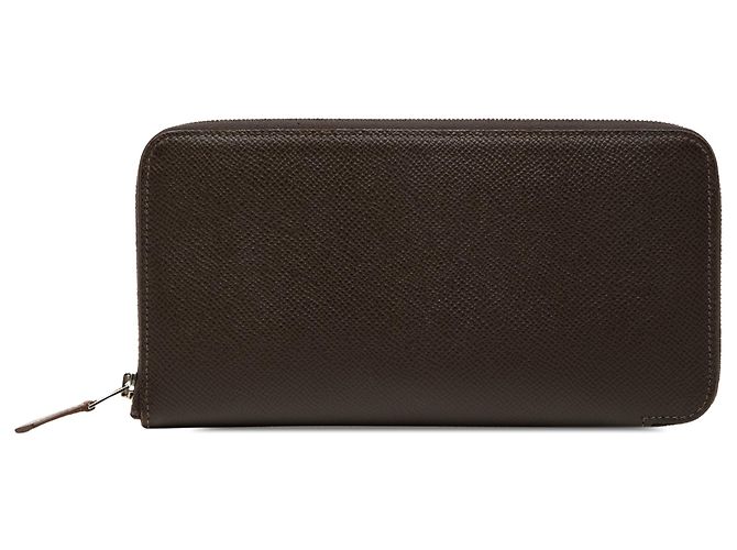 Silk In Cartera larga Hermès Classique en piel Epsom marrón y seda Castaño Marrón oscuro