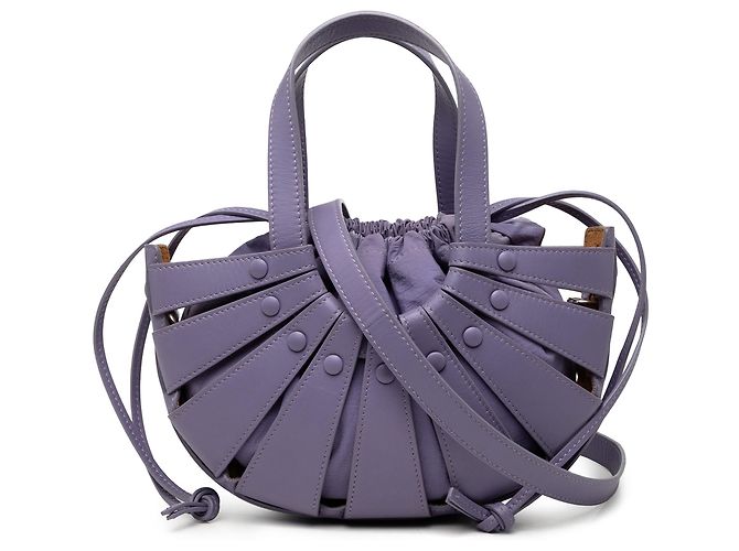 Bolsa Shell em couro de bezerro Small da Bottega Veneta, roxo