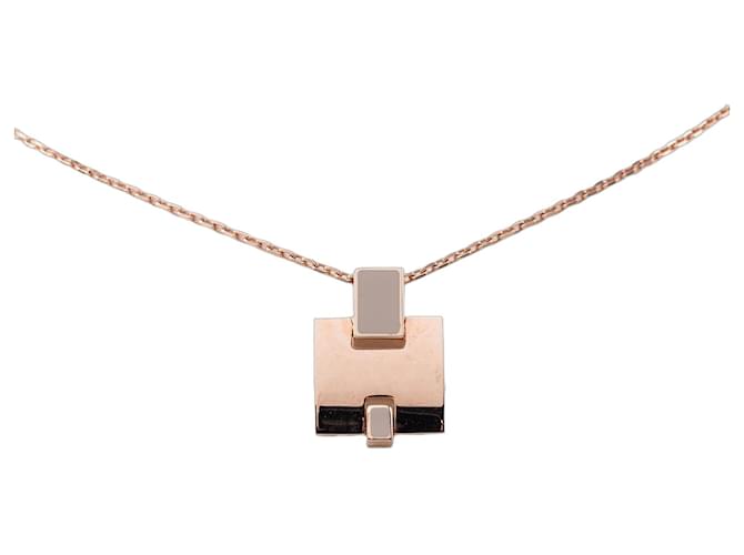 Collier pendentif Eileen en plaqué or et émail Hermès Gold Doré 