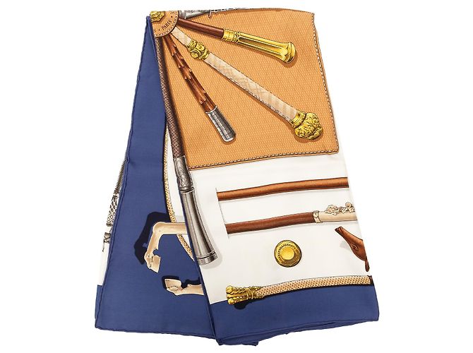 Sciarpa in seta Hermès Blue Cannes et Pommeaux 90