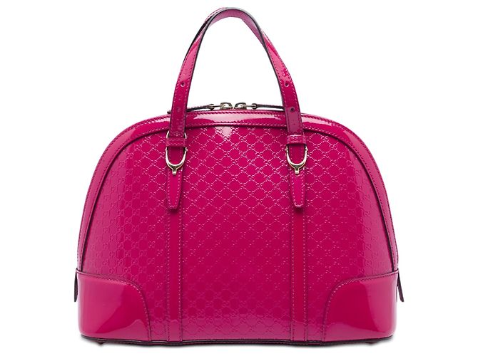 Bolsa Gucci Pink Small Microguccissima em verniz Nice Dome Rosa
