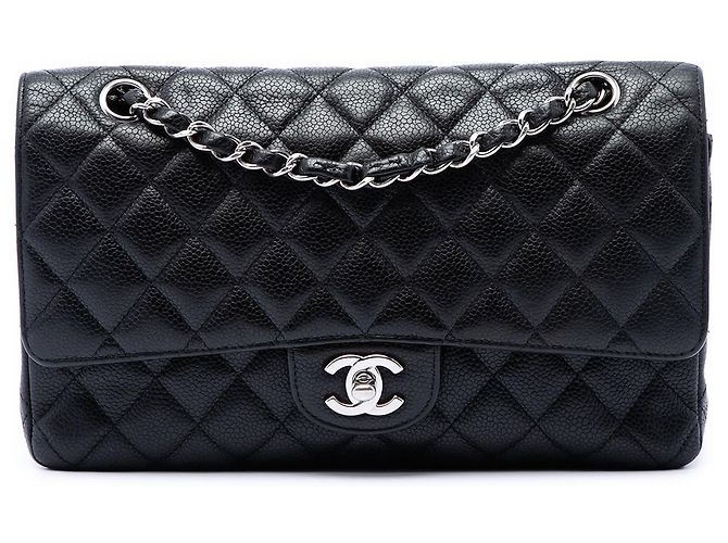 Chanel Black Medium Classic Caviar Double Flap Nero