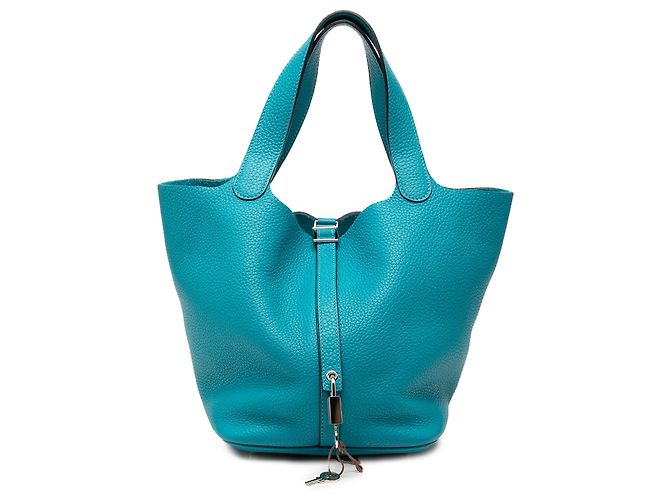 Hermès Blue Clemence Picotin Lock 22 Blau Türkis
