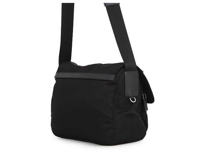 Borsa a tracolla in nylon e pelle Prada Nero