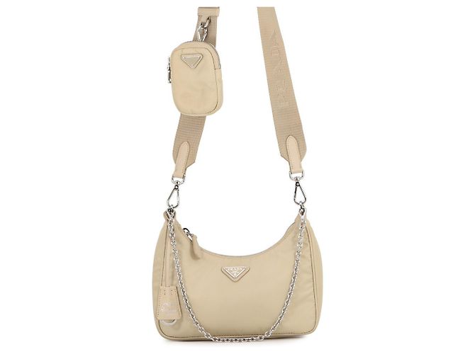 Bolsa de Ombro Prada Re-Edition 2005 Re-Nylon Bege