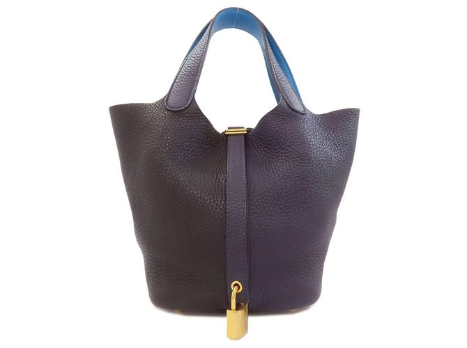 Hermès Borsa Hermes Picotin Lock PM Nero Blu navy 