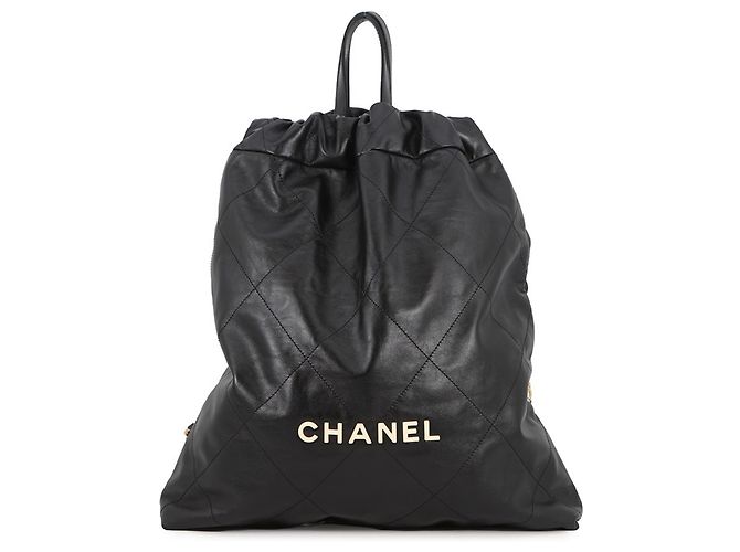 Bolsa Chanel Large de couro de bezerro preto