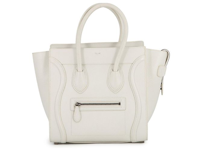 Céline Celine Luggage Micro Shopper Handtasche Weiß