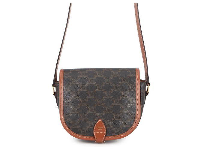 Céline Bolsa de Ombro Celine Medium Folco Triomphe Marrom
