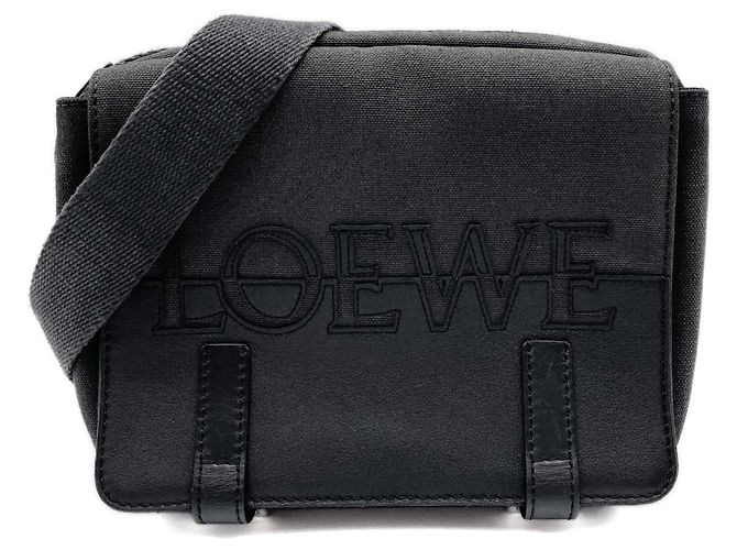 Bolsa Messenger Loewe Logo XS Marrom Preto