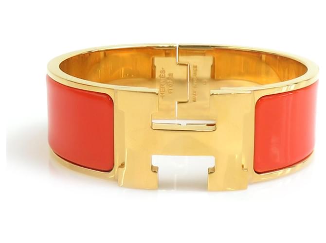 Hermès Hermes HERMES Bangle Bracelet Clic Clack H Golden Orange 