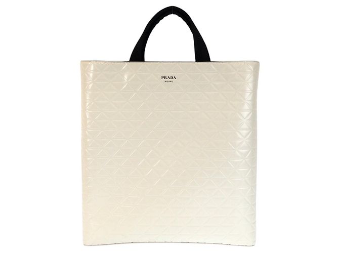Prada Leder-Tote-Bag Weiß 