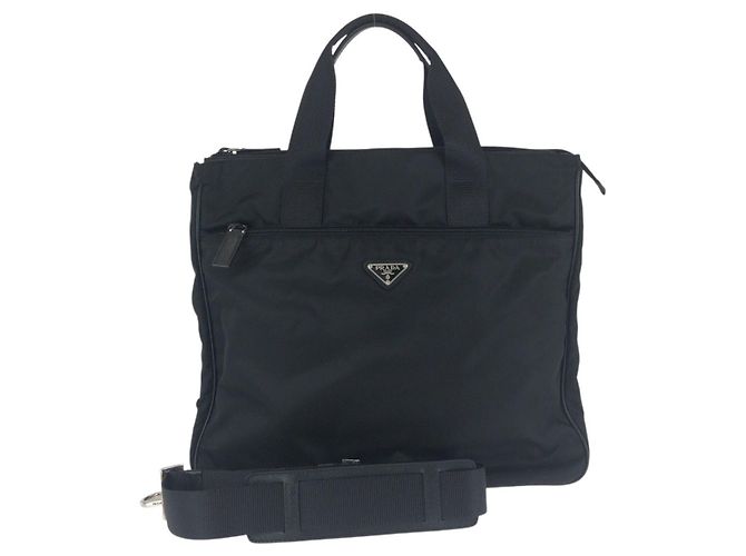 Pasta Executiva de Nylon e Couro Prada Preto