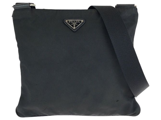Bolsa de ombro em nylon Tessuto Saffiano e couro Prada Preto