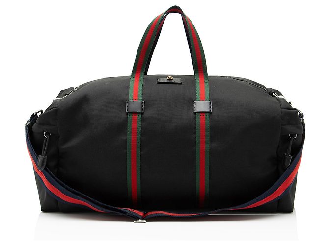 Gucci Techno Canvas Web Animalier Weekender Schwarz