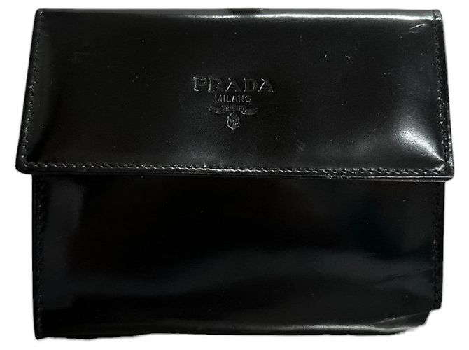 Prada Black Enamel Coin Case
